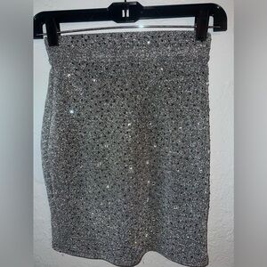 Windsor grey glitter shiny  mini skirt with stones